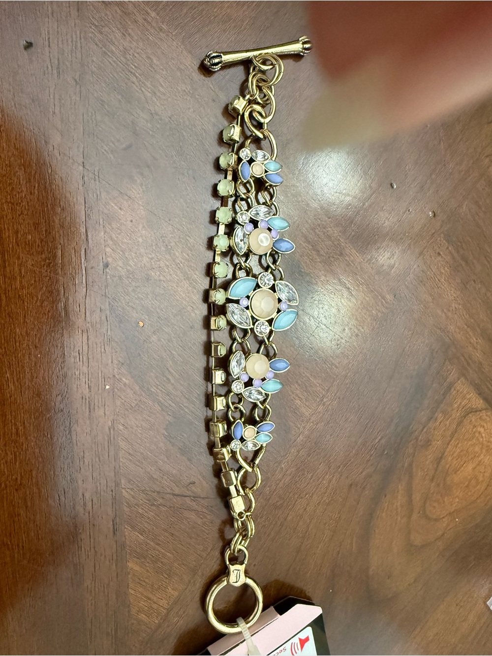 Vintage Juicy Couture Gold-Tone Floral Crystal Bracelet (#835)